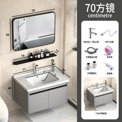 PYGH Italian Slate Bathroom Cabinet Thickened Aluminum Alloy Bathroom Vanity Cabinet Bathroom Smart