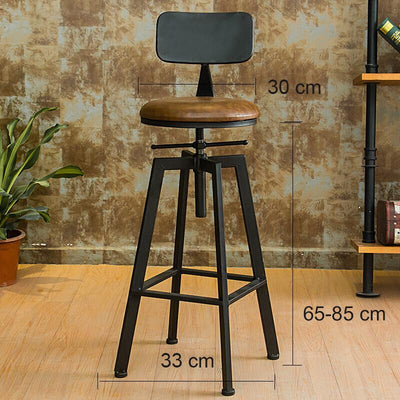 Retro Bar Adjustable Height Round Wooden Counter Bar Chairs For Kitchen Dining Commercial Cafe Shops