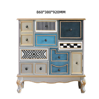 American Style Solid Wood Chest, Garden Painting Living Room Drawer Storage Side Cabinet, Porch