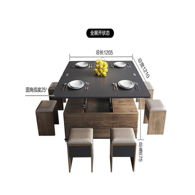 Multifunctional Lifting Foldable Coffee Table Lift With 4 Stools Small Family Creative Dining Table