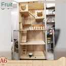 Pazazz Real Wooden Cage Villa Apartment Home Oversized Multi-storey Indoor Cat House with Toilet