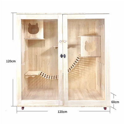 RUNPET Indoor Solid Wood Villa Cabinet Household Double Three Layer Cage Delivery Room Breeding Nest