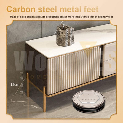 WOODYES Nordic Tv Console Cabinet Rock Board TV Cabinet Coffee Table Glossy Light Luxury Living Room