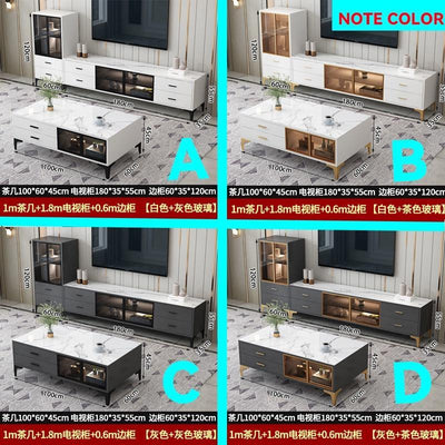 SENBIJU TV Cabinet Nordic Coffee Table Combination Gloss Tempered Glass Living Room Tv Console