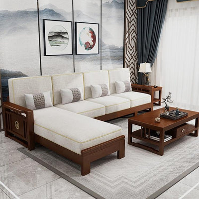 New Chinese Solid Wood Sofa Combination Zen After The Modern Minimalist Chinese Style Living Room