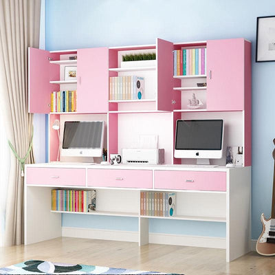 Simple Table Double Bookshelf Combination Drawer Track Children's Writing Learning Office Home