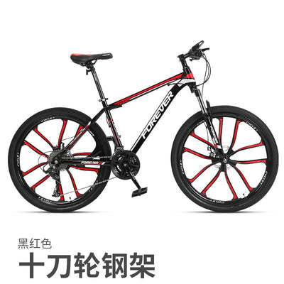 Forever Mountain Bike 26 Inch High Carbon Steel Shifting Adults Road Bike Double Disc Brakes Men's