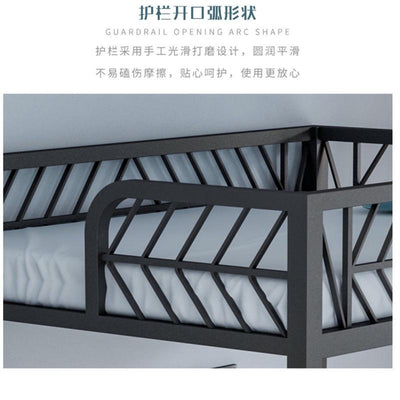 Y&u Wrought Iron Loft Bed Space Saving Iron Frame Bed Ladder Cabinet Single Double Bed Elevated Iron