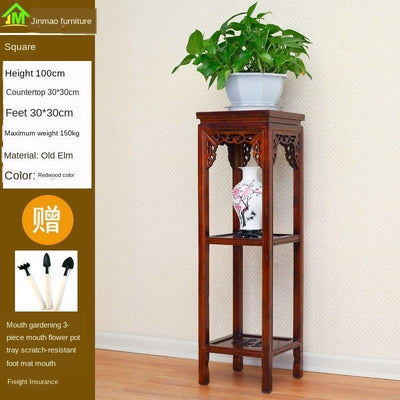 SENBIJU Chinese Stand Solid Wood Living Room Ground Green Rose Spider Flower Pot Bonsai Shelf