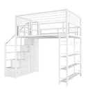 Wrought Iron Loft Bed Elevated Bed Space-saving Home Iron Frame Bed