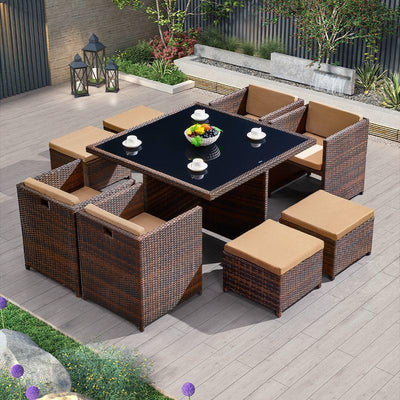 GC Outdoor Table And Chair Rattan Chair Combination Courtyard Leisure Balcony Terrace Garden Rattan