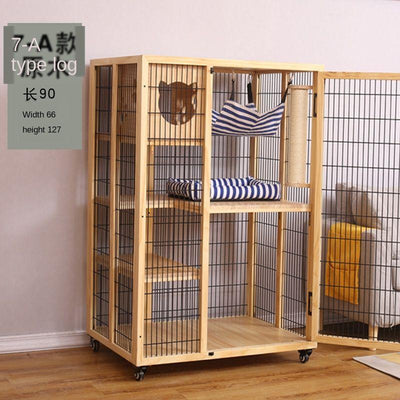 Cage Home Japanese Solid Wood Apartment with Toilet Luxury Cabinet Cat Nest House Villa