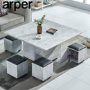 ARPER Foldable Coffee Table Marble Blister Folding Tempered Glass Side Table Household Dining Table