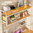 Desktop Shelf Desk Pegboard Wall Shelf Desktop With Grid Multi-layer Shelves Home Students Computer