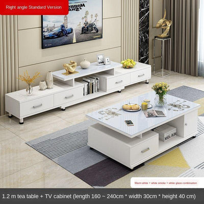 Side A Few Simple European-style Coffee Table Tv Cabinet Combination Of Nordic Solid Wood Rounded