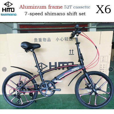 Hito X6 Foldable Bicycle Shimano 7-speed 20/22 inch Folding Bicycle Aluminum Frame Ultra Light 52T