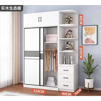 Modern Minimalist Wardrobe Home Bedroom Sliding Door Locker Large Capacity Solid Wood