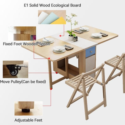 HQ Nordic Multifunctional Folding Dining Table And Chair Combination Modern Minimalist Family Home