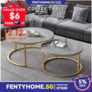 2 In 1 Nordic Coffee Table Modern Light Luxury Round Side Table Set Living Room Sofa Tea Table