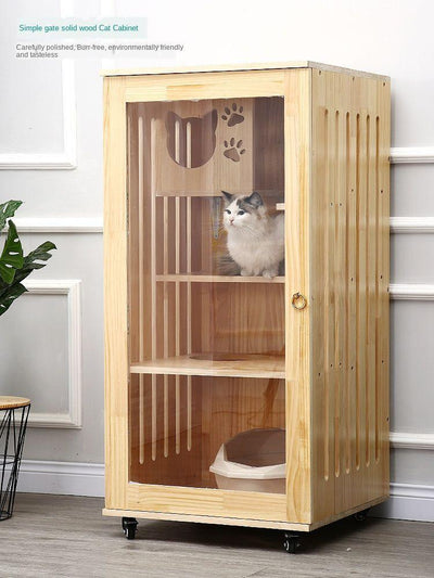 Household Solid Wood House Cabinet Wooden Cage Luxury Cat Villa