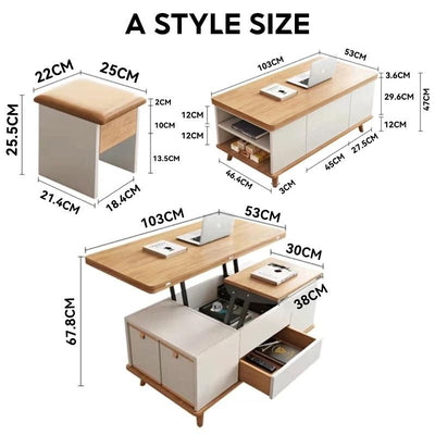 【Free Shipping】Lifting Coffee Table Dining Table Dual-use Small Apartment Living Room Home Modern