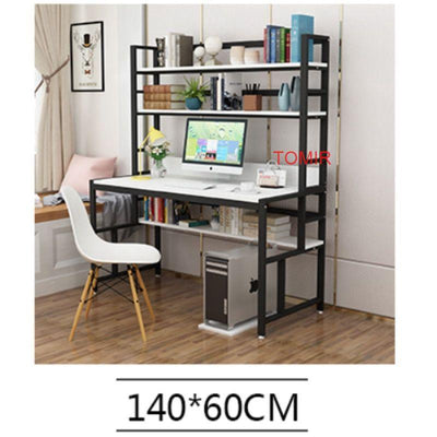 Multifunctional Study Table Laptop Table Home Office Desk with Bookshelf Storage Rack Display Shelf