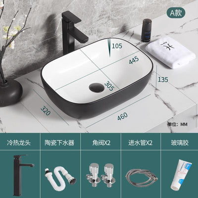 Nordic Bathroom Basin Toilet Round Square Washbasin Balcony Ceramic Sink