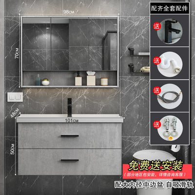 Modern simple toilet bathroom cabinet hand washing face basin mirror cabinet combination Nordic