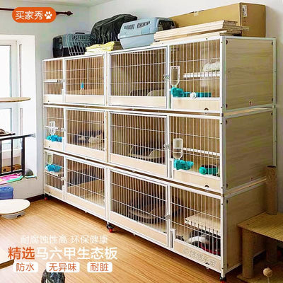 Cat Cage Solid Wood Cat Cage Three-storey Luxury Cat House Cat Villa Large Multi-storey Breeding Cat