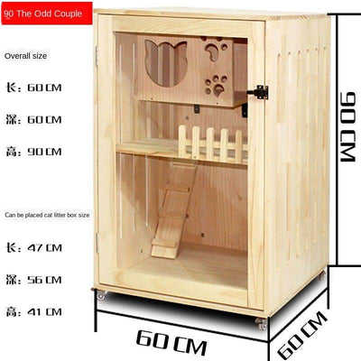 Wood Four Solid Seasons Universal Closed Luxury Apartment House Household Cat Cabinet