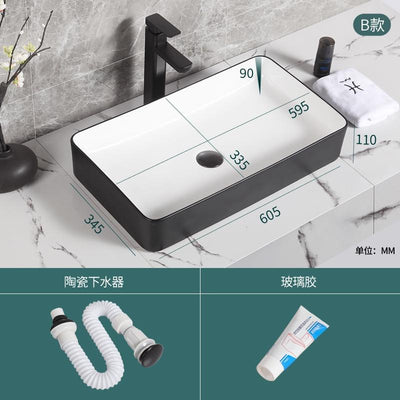 Nordic Bathroom Basin Toilet Round Square Washbasin Balcony Ceramic Sink