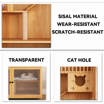 Pet Cage Villa Luxury Three-story Cat Villa Display Cabinet Household Solid Wood Pet House Nest