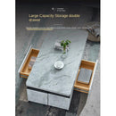 Y&U Foldable Coffee Table Marble Blister Folding Tempered Glass Side Table Household Dining Table