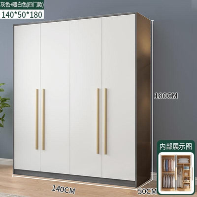 Solid Wood Wardrobe Bedroom Modern Simple Large Capacity Nordic Wardrobe Clothes Storage Cabinet