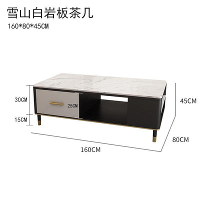 Marble Coffee Table Tv Cabinet Combination Small Family Coffee Table with Lock