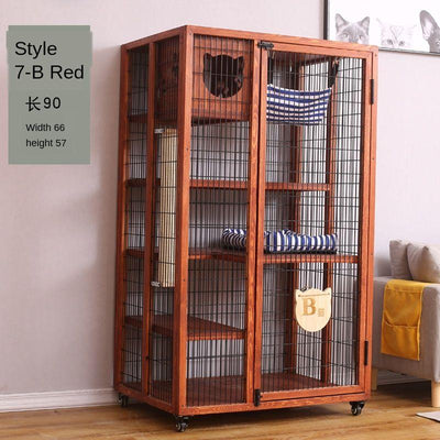 Cage Home Japanese Solid Wood Apartment with Toilet Luxury Cabinet Cat Nest House Villa