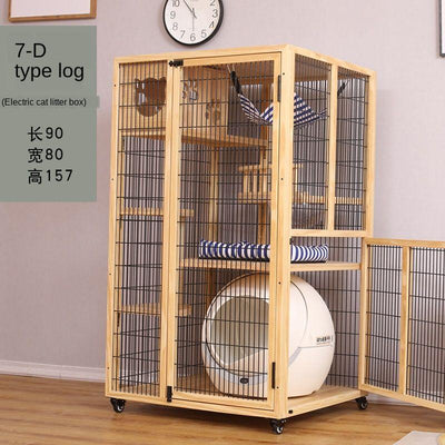 Cage Home Japanese Solid Wood Apartment with Toilet Luxury Cabinet Cat Nest House Villa