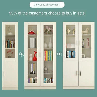 Bookcase Combination Simple Modern Living Room with Door Cabinet Glass Door Bookcase Economical