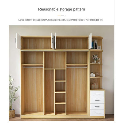 (MUWU) Modern 2021 Wardrobe Nordic Simple Economy Family Bedroom Rental Room Solid Wood Sliding Door