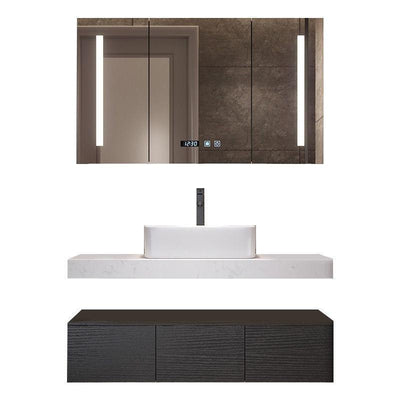 Marble Bathroom Cabinet Combined With Solid Wood Wash Basin Marble Washbasin