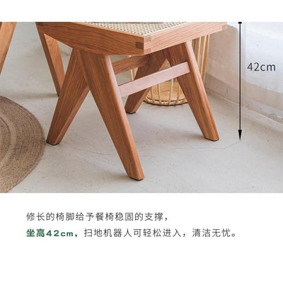 Desiny Rattan Chair Long Bench Northern Dining Chair Household Solid Wood Medieval Shoe Changing