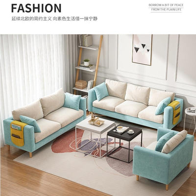 YOOKE Fabric Sofa Nordic Small Apartment Simple Sofa Small Living Room Double Sofa 2 Seaters 3