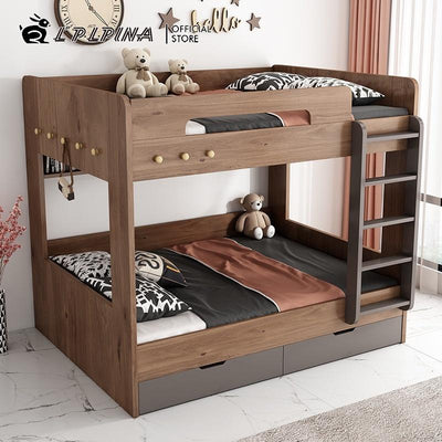 LAL Modern Double Decker Bed Frame Bunk Bed For Kids Adults Queen Bunk Bed With Drawer Mattress Set