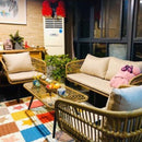 DF Outdoor 3 Seater Sofa Rattan Waterproof Set Balcony Courtyard Anticorrosive Furniture Rattan Sofa