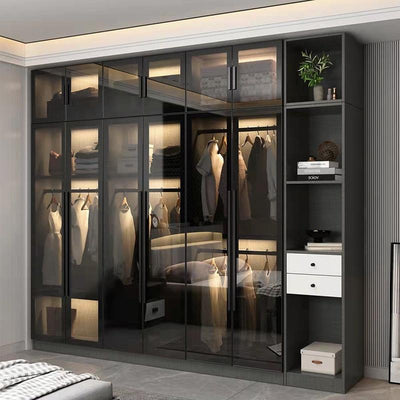 PINA Luxury Wardrobe Home Bedroom Nordic Light Luxury Modern Simple Economical Glass Cloakroom