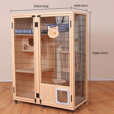 Cat Villa Qiyou Villa Solid Wood Oversized Three-layer Four-layer Cabinet House Wooden Pet Breeding