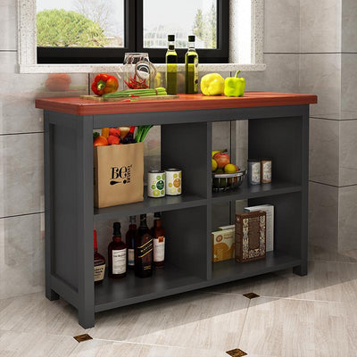 Mobile Kitchen Cabinet Solid Wood Set Multi-functional Simple Bar With Drawer Dinning Table