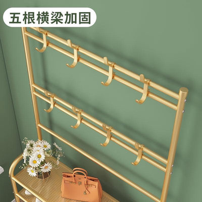 Shoe rack light luxury multi-layer shoe cabinet metal shoe rack multi-functional two-in-one coat