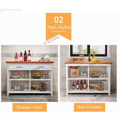 Mobile Kitchen Cabinet Solid Wood Set Multi-functional Simple Bar With Drawer Dinning Table