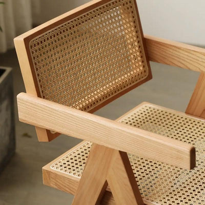 PINA 【Natural Rattan】Rattan woven chair Nordic solid wood natural rattan folding armless Chandigarh